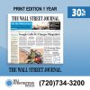 WSJ Newspaper Subscription for 1 Year for $254